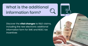 A featured image for the blog post what is the R&D additional information form.