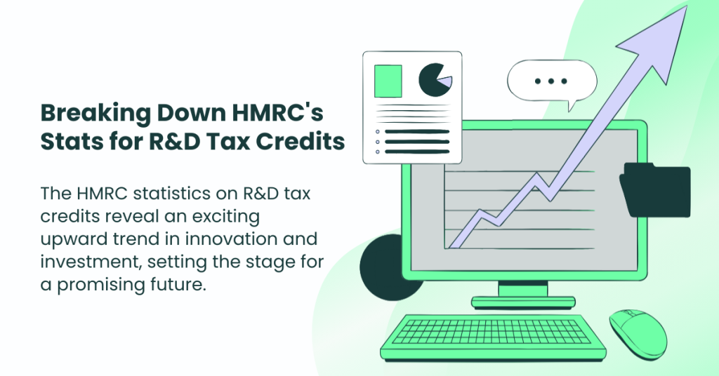 A featured image of blog post explaining HMRC R&D tax credit statistics 2023