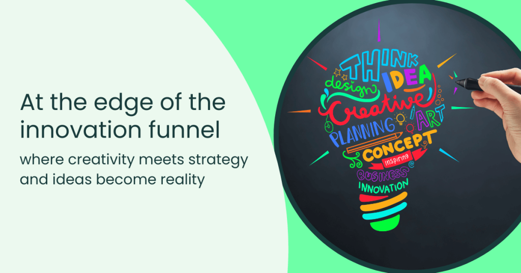 A featured image for the blog post explaining about the innovation funnel and it's stages