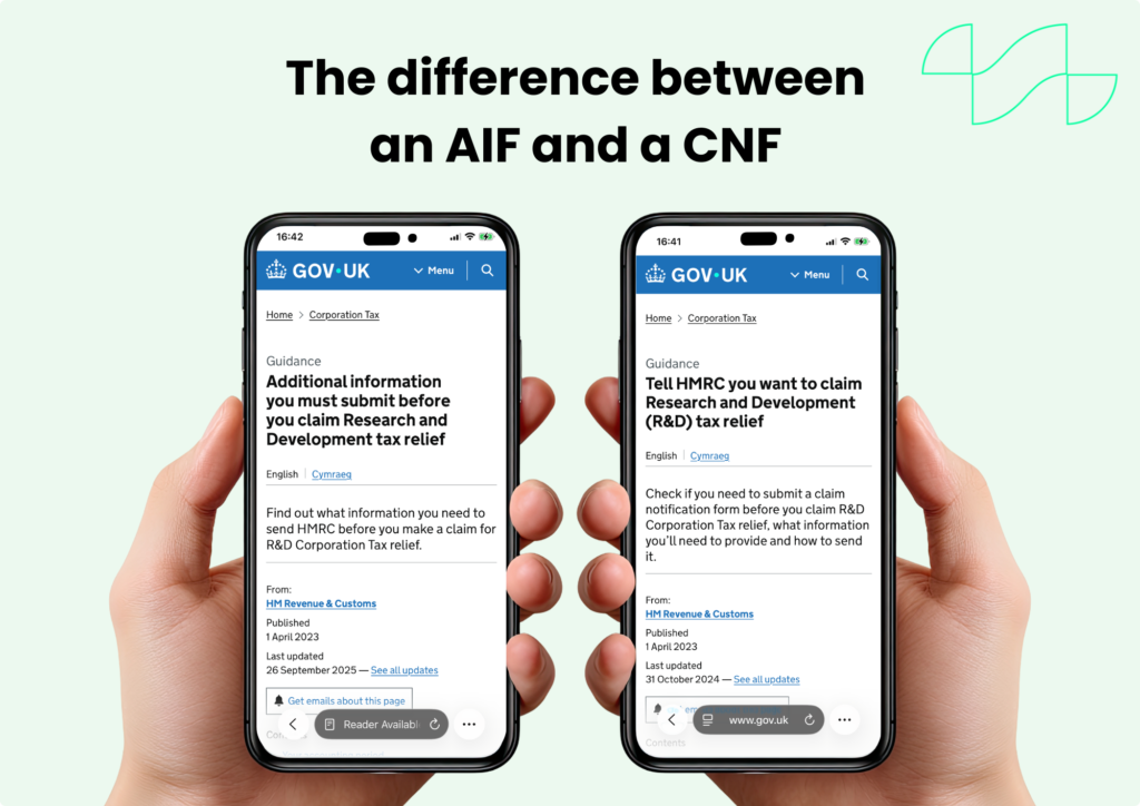 Two people holding phone screens with information