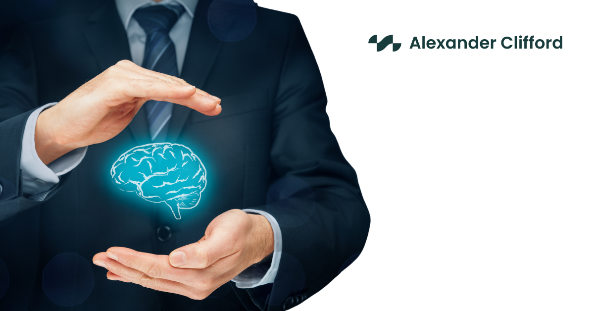 Illustration of a man holding an AI brain between his hands